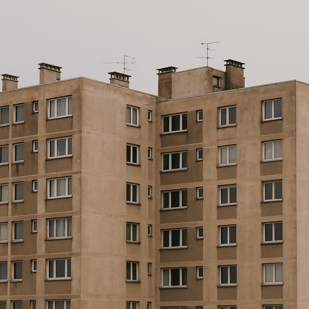 Façade d’un immeuble ancien énergivore, représentant la décote brune liée au DPE et au risque immobilier.