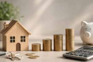 alcul capacité d’emprunt immobilier avec maison, pièces et calculatrice